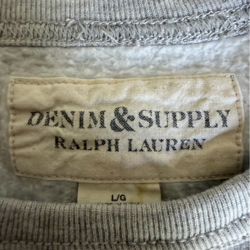 Denim & Supply Ralph Lauren Gray Crewneck Sweater with Dark Floral Skull Cotton - Picture 5 of 6
